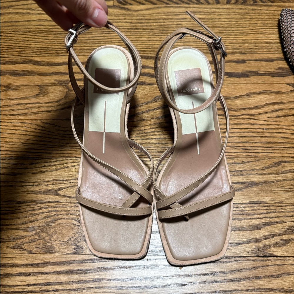Dolce Vita Tan Strappy Heels with Ankle Strap